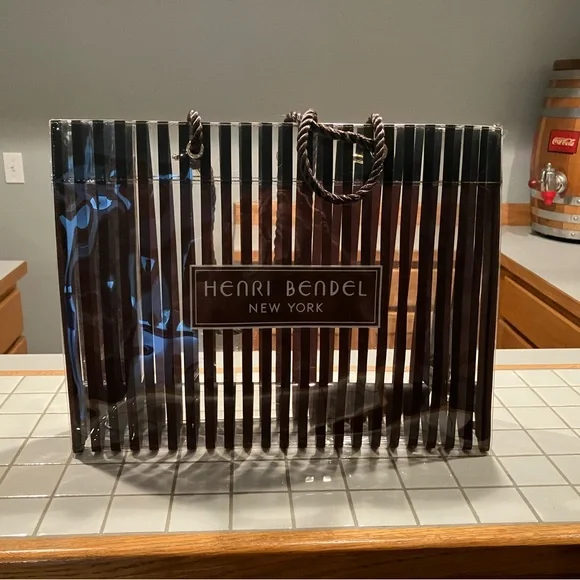 Henri Bendel Black and Clear Striped Tote - Picture 4 of 5